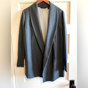 H by Halston Grey French Baby Terry Open Front Jacket